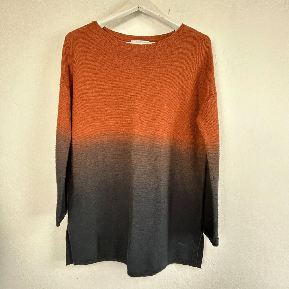 J.Jill Pure Jill Womens Ombré Knit Sweater Top XS Organic Cotton Rust & Charcoal